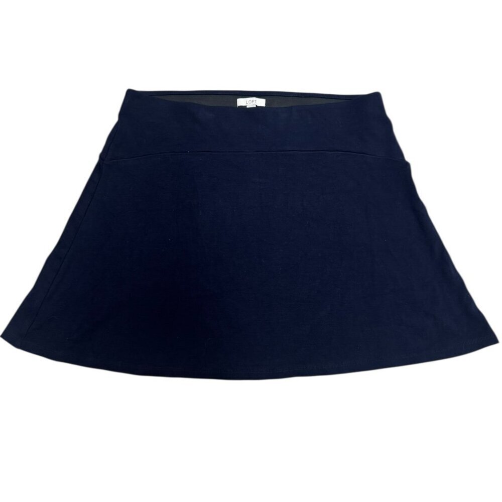 LOFT Navy A-Line Skirt Size Large Pull-On Stretch Mini Skirt